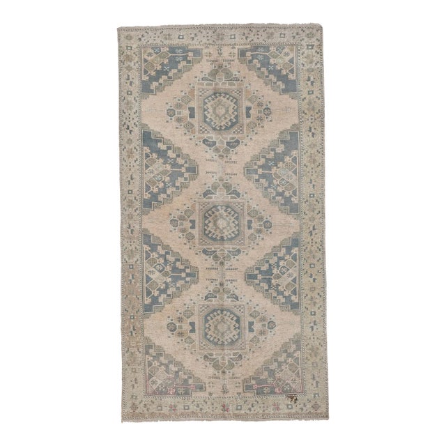 Vintage Oriental Turkish Oushak Gallery Runner, Farmhouse Kitchen Rugs 4'8" X 8'8" For Sale
