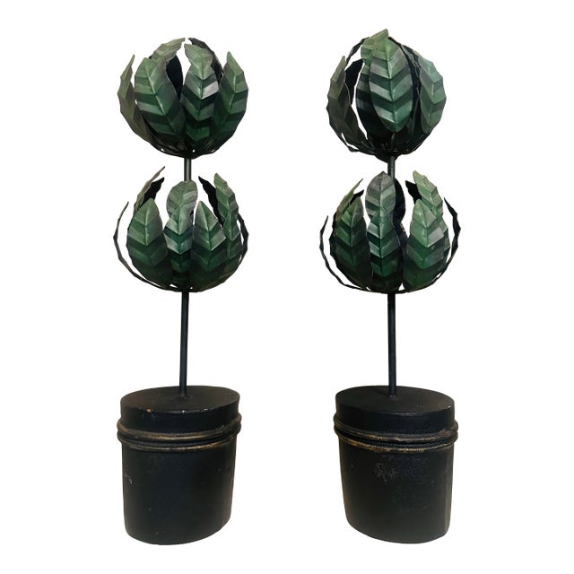 Vintage Tole Topiaries, a Pair For Sale