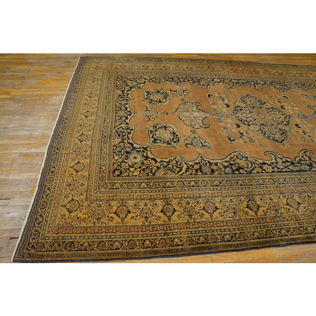 Splendid Rust Color and Medallion Pattern Antique Persian Tabriz Haji Jalili Rug For Sale In New York - Image 6 of 8