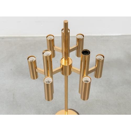 Brass Gold 18 Lights Table Lamp attributed to Gaetano Sciolari for Boulanger, 1970s For Sale - Image 13 of 18