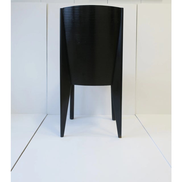 Black Italian Designer Postmodern Black Lacquer Wood and Leather Side Chair For Sale - Image 8 of 13