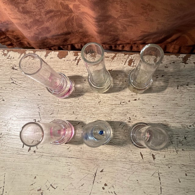 Set of 6 Vintage Colorful Bubble Bottom Shot/Cordial Glasses | Chairish