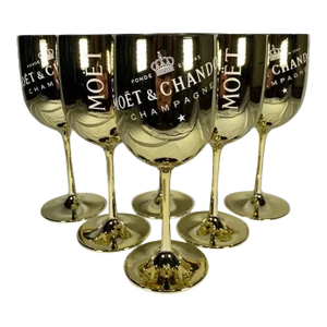 Gold Crystal Glass Moët & Chandon Wine Water Champagne Goblets - Set of 6