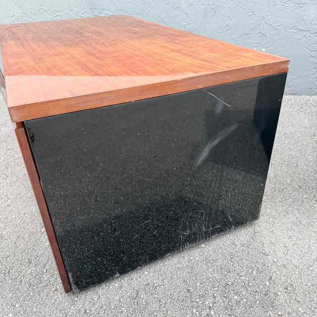 1990s Vintage “Elan” Black Lacquered Koa Wood Cabinets by Henredon - A Pair For Sale - Image 5 of 12