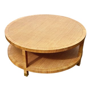 Serena and Lily Balboa Round Wrapped Rattan Coffee Table For Sale