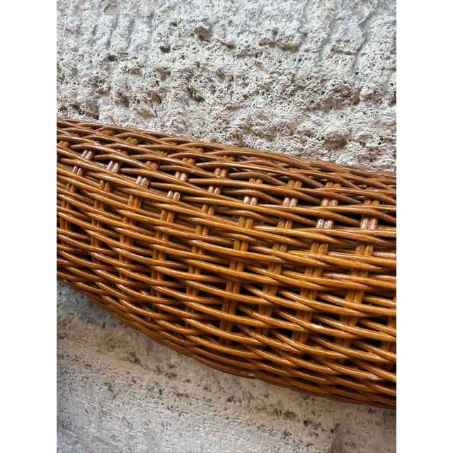 Mirror with Wicker Frame, 1970s For Sale - Image 9 of 14