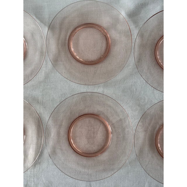 Glass 1940’s Blush Pink Salad Plates - Set of 8 For Sale - Image 7 of 13