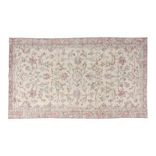1950s Authentic Faded Pink Turkish Rug For Sale