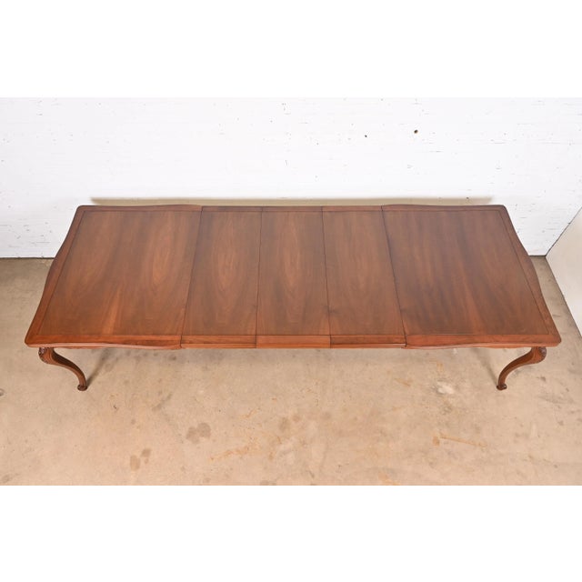John Widdicomb French Provincial Louis XV Walnut Extension Dining Table, Newly Refinished For Sale In South Bend - Image 6 of 13