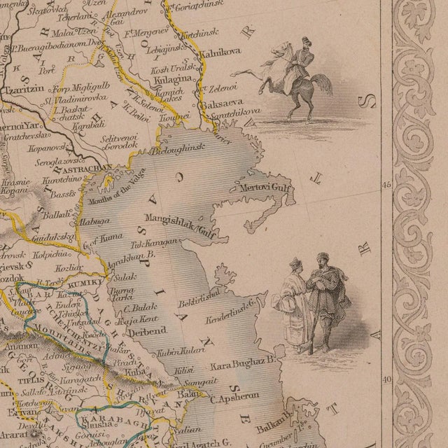 Wood 1850's Antique Lithography Map For Sale - Image 7 of 12