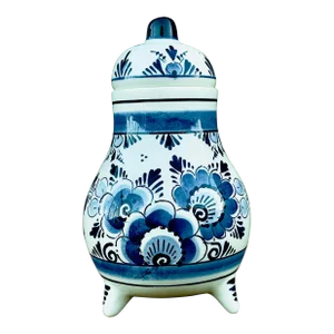 Vintage 3-Footed Delft Vessel With Lid