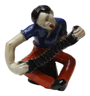 Vintage Bohemian Porcelain Accordion Player