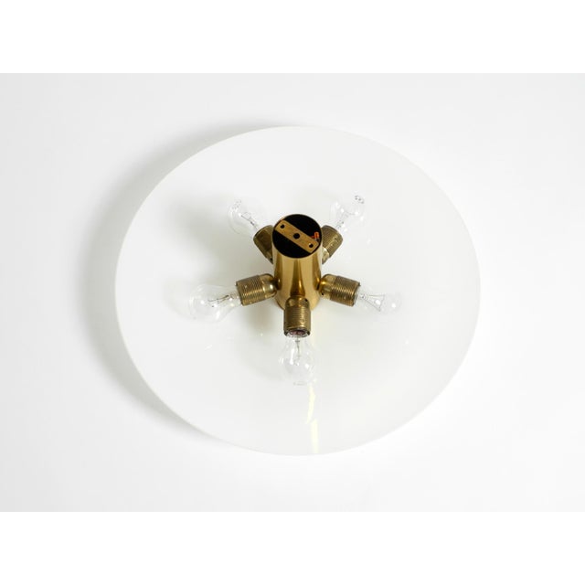 Large Gela 55 Brass Opal Glass Round Ceiling Lamp from Florian Schulz, 1970s For Sale - Image 6 of 14