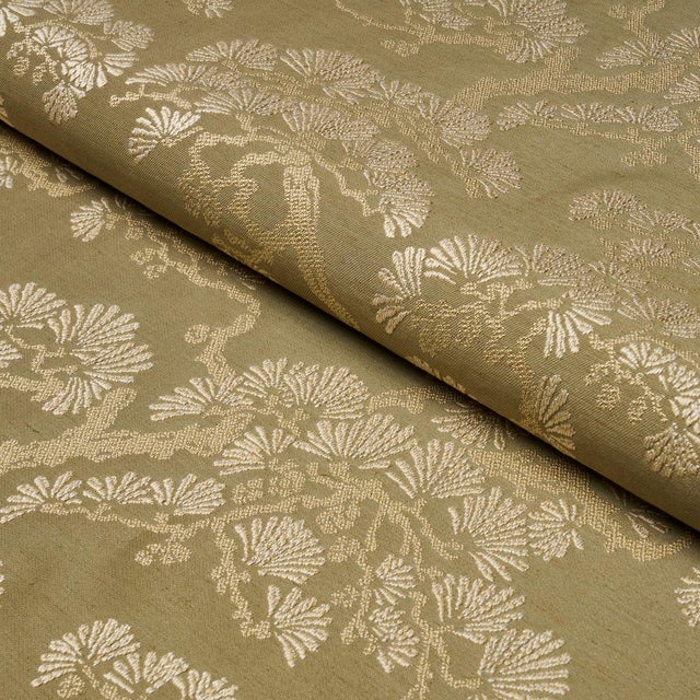 Schumacher Sample - Schumacher Hinata Fabric In Olive For Sale - Image 4 of 5