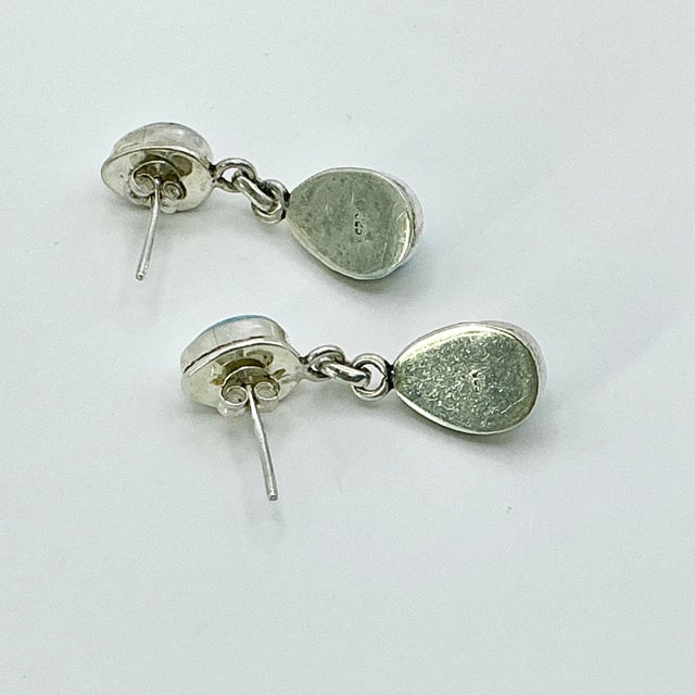 1970s Vintage Southwestern Boho Chic Blue Larimar & Sterling Drop Dangle Earrings - A Pair. For Sale - Image 11 of 11