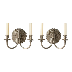 1940 Silver Plated French Sunburst Sconces