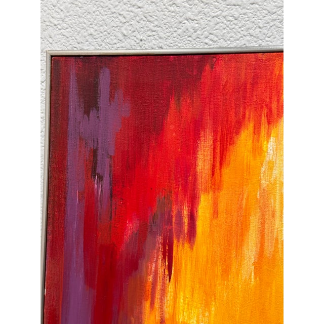 Mid Century Modern Canvas Painting, Framed For Sale - Image 12 of 12