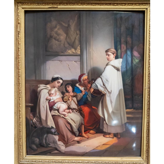 We are selling this monumental and great German painted KPM plaque. This painted plaque is after “Monk Feeding the Poor”...