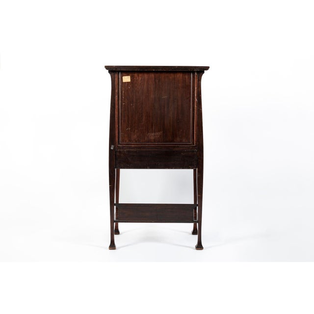 Antique Art Nouveau Scottish Mahogany Floral Secretary Cabinet For Sale - Image 16 of 17
