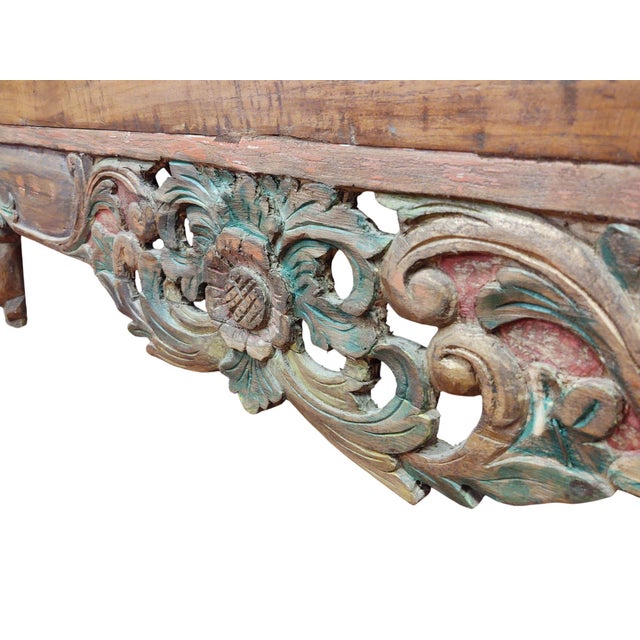 Large Mid-Century Balinese Hand-Carved Teak Sideboard - Hi-Lo Altar Cabinet For Sale - Image 14 of 18