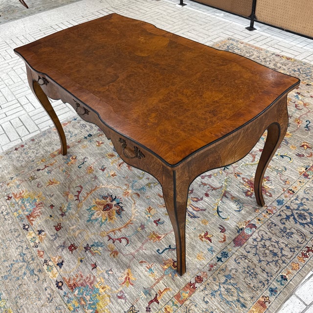 Italian 1960s Italian Mid Century Burl Wood Writing Desk For Sale - Image 3 of 7