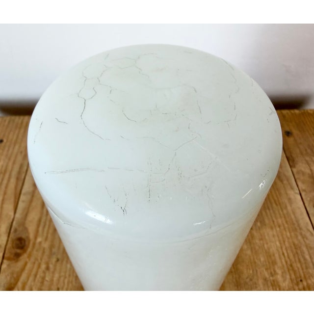 Glass Vintage White Porcelain Ceiling Light with Milk Glass, 1970s For Sale - Image 7 of 14