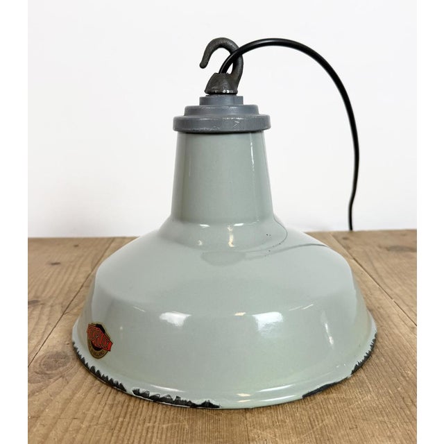 Industrial Grey Enamel Pendant Lamp from Thorlux, 1960s For Sale - Image 15 of 18