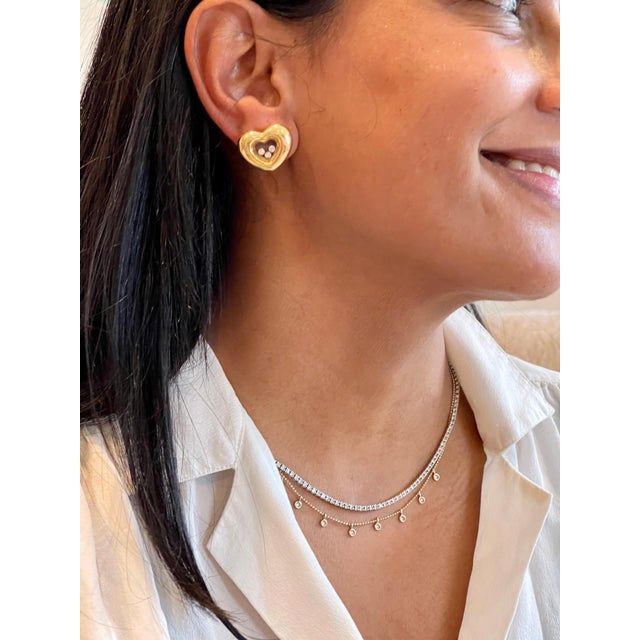 Chopard Happy Floating Diamonds Heart Clip On 18 Karat Yellow Gold Earrings, A Pair For Sale - Image 10 of 15