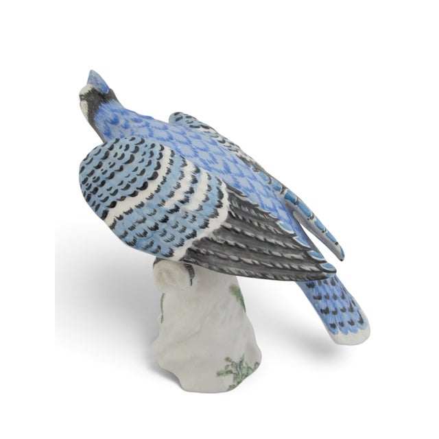 Staffordshire Hand Painted Porcelain Blue Jay Figurine Pair With Box For Sale - Image 12 of 18