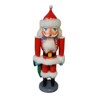 Vintage Erzgebirge East German GDR Wooden Santa Claus Christmas Nutcracker, 14" For Sale