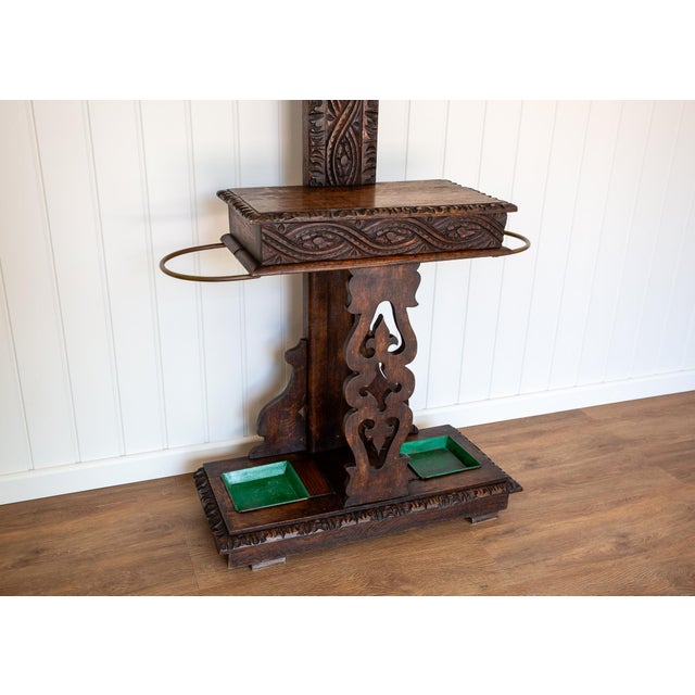 Late 19th Century Arts & Crafts Carved Oak Hall Stand, 1870 For Sale - Image 5 of 18