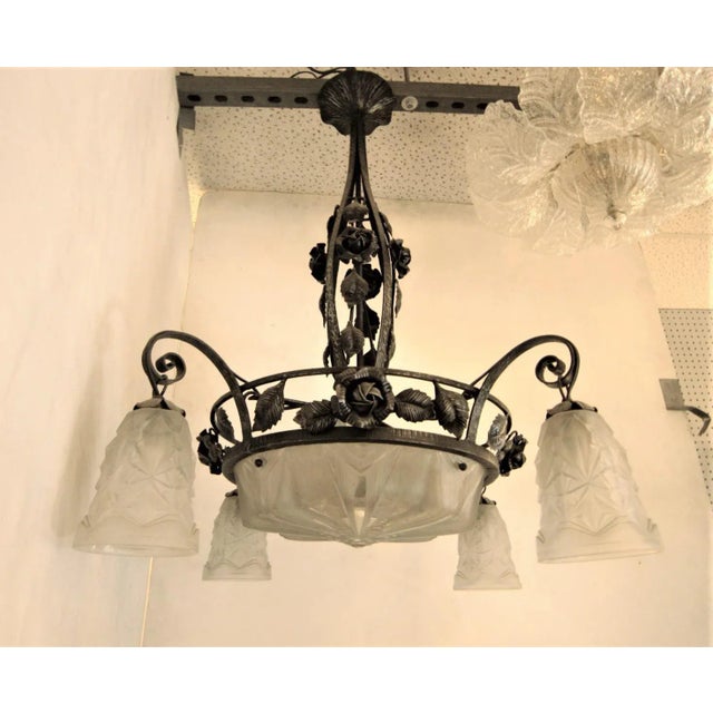 French Art Deco Chandelier Signed Muller Freres Luneville For Sale - Image 12 of 12