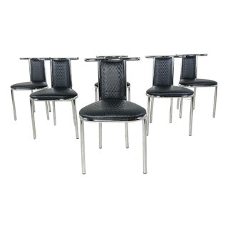 Vintage Postmodern Chrome Dining Chairs, 1980s, Set of 6 For Sale