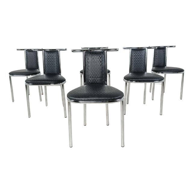 Vintage Postmodern Chrome Dining Chairs, 1980s, Set of 6 For Sale