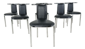 Vintage Postmodern Chrome Dining Chairs, 1980s, Set of 6