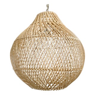 Natural Wicker Coastal Contemporary Bawang Pendant Light Large For Sale
