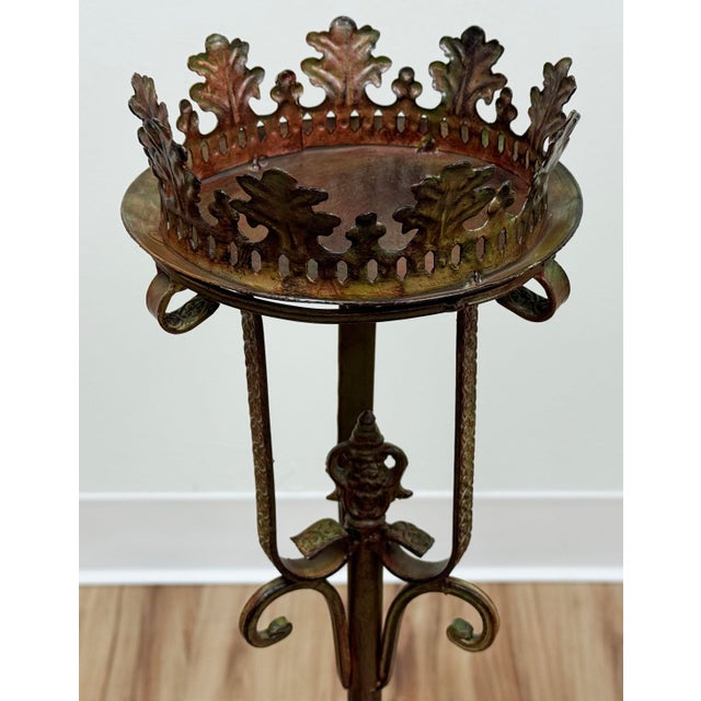 Mid 20th Century Vintage Gothic Style Iron Candle or Plant Stand For Sale - Image 5 of 9