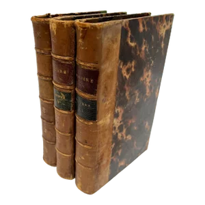 Antique 1800s French Leather Bound Moliere Books - Set of 3