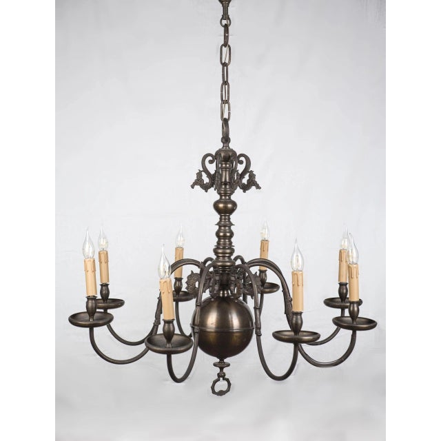 Antique Bronze 8-Arm Chandelier For Sale - Image 9 of 9