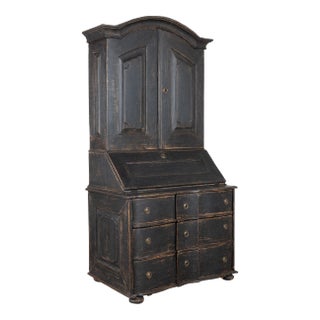 Early 19th Century Danish Black Painted Secretary Bureau For Sale