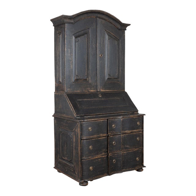 Early 19th Century Danish Black Painted Secretary Bureau For Sale