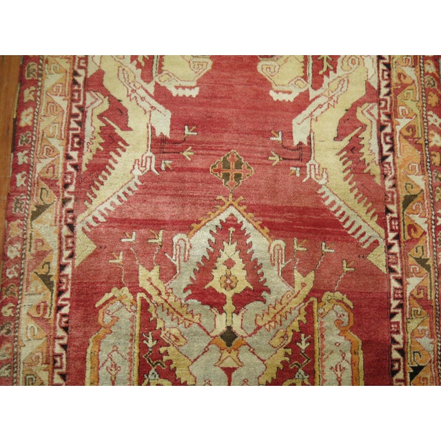 Antique Zabihi Collection Red Turkish Anatolian Oushak Rug For Sale - Image 4 of 5