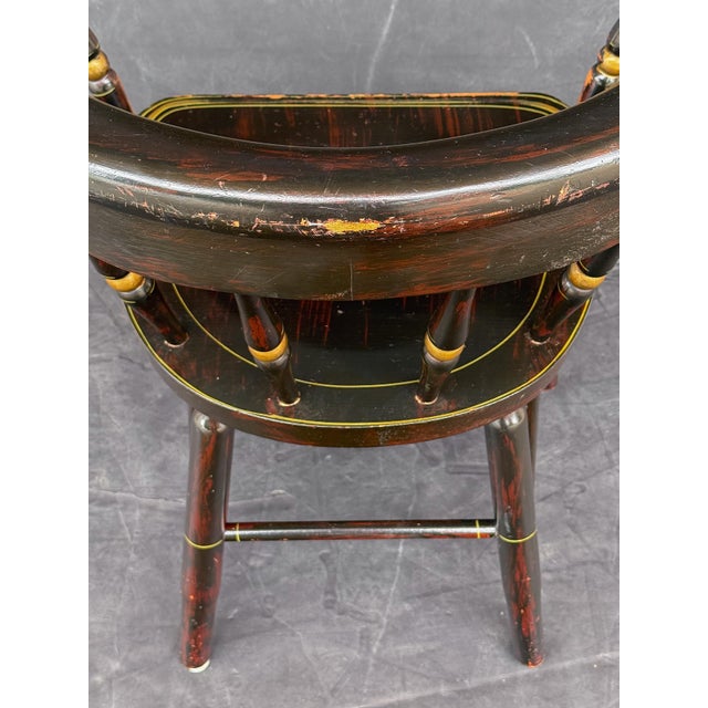 American Ebonized Captain's Chair With Federal Style Eagle and Stars For Sale - Image 11 of 18