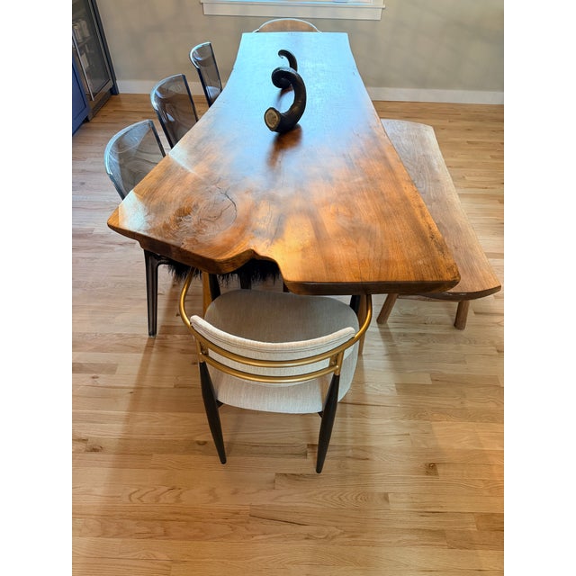 Unique Live Edge Black Walnut Wood Dining Table (Matching Bench Included) For Sale - Image 9 of 12
