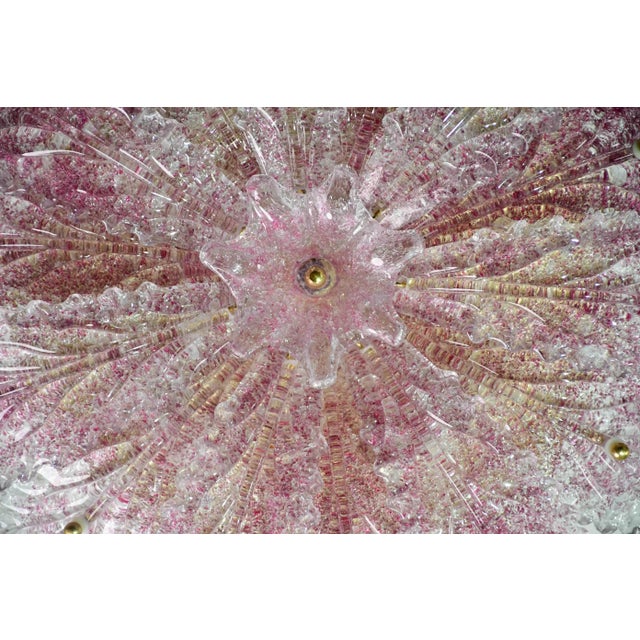 Pink Murano Glass Leave Ceiling Light or Chandelier, 1980 For Sale - Image 10 of 14