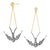 Syna Yellow Gold and Oxidized Silver Swallow Earrings, a Pair For Sale