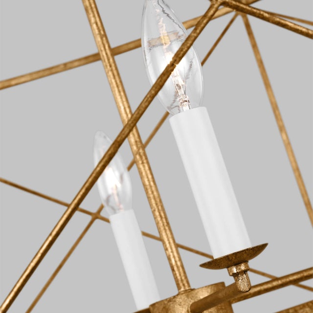 Transitional Chapman & Myers by Visual Comfort Studio Beatrix 4-Light Extra Large Lantern Pendant in Antique Gild Gold For Sale - Image 3 of 6