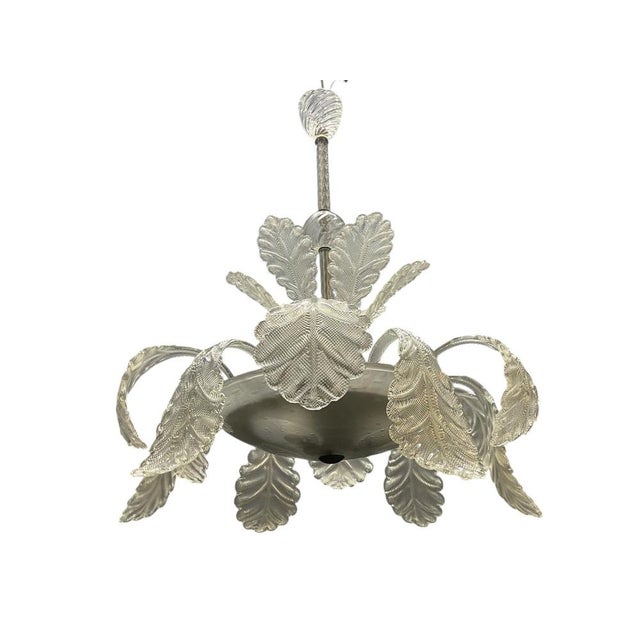 Large Murano Glass Leaf Chandelier attributed to Barovier & Toso, Italy, 1950s For Sale - Image 10 of 10