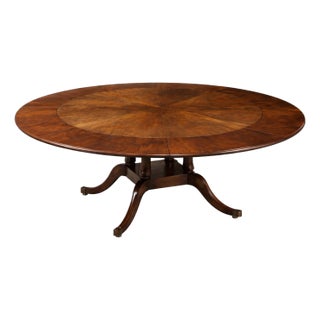1960s Custom Burton Ching English Mahogany Dining Table – 60" Round / 84" Extended – Original $20,000 Commission For Sale