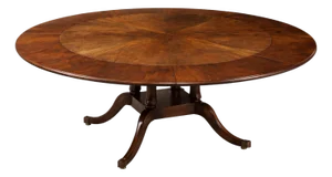 1960s Custom Burton Ching English Mahogany Dining Table – 60" Round / 84" Extended – Original $20,000 Commission